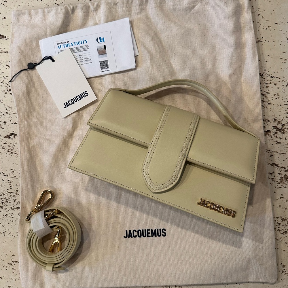 NWT + COA Jacquemus Le GRAND Bambino Satchel Ivory w Gold Accents - Picture 2 of 14